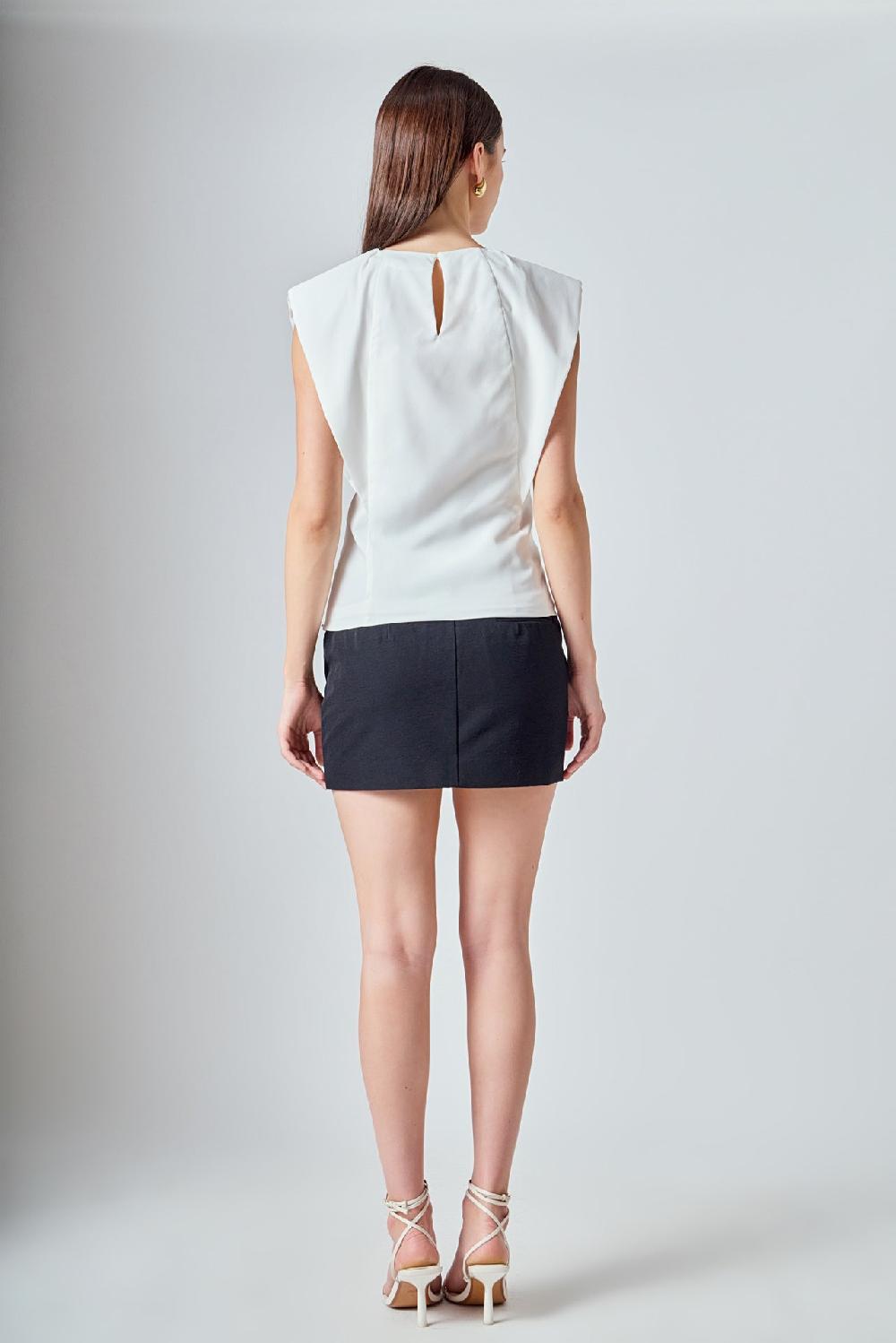 Endless Rose Sleeveless Pleated Top WHITE