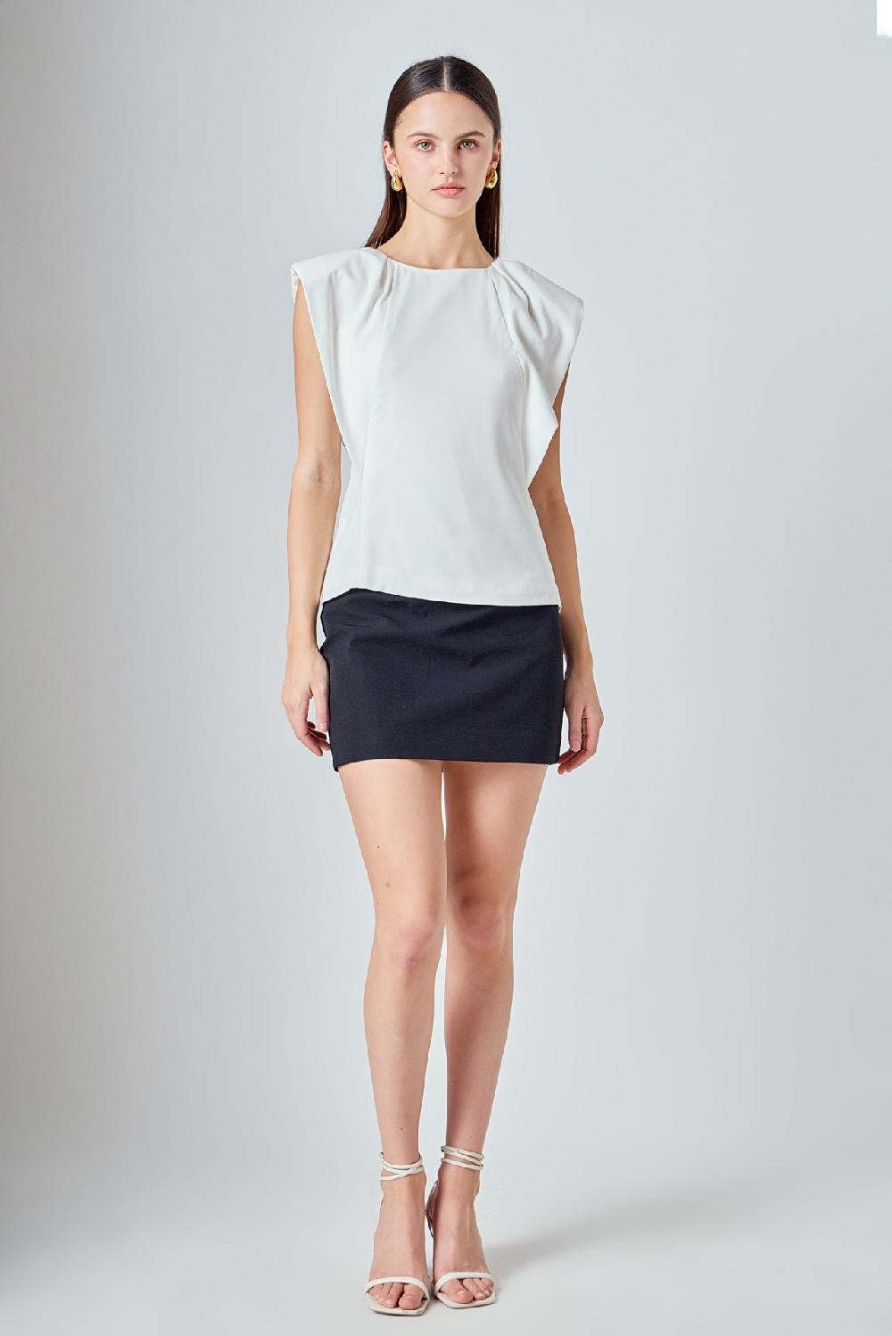 Endless Rose Sleeveless Pleated Top WHITE