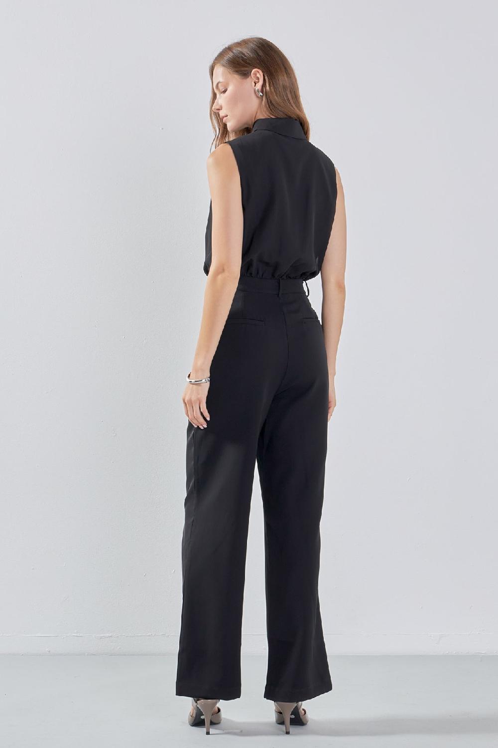 Endless Rose Sleeveless Ruffle Jumpsuit BLACK