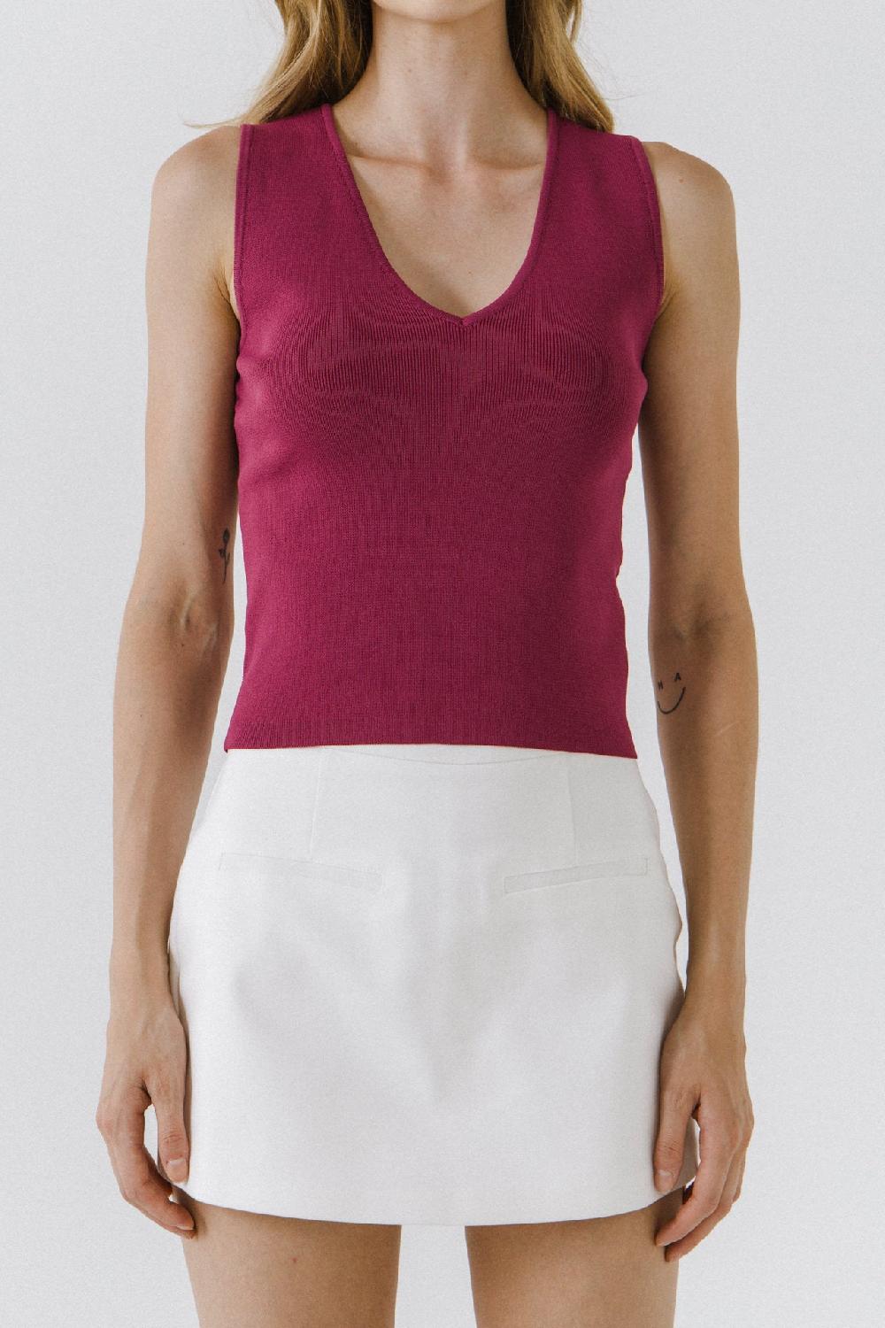 Endless Rose Sleeveless V-neck Top SAGE