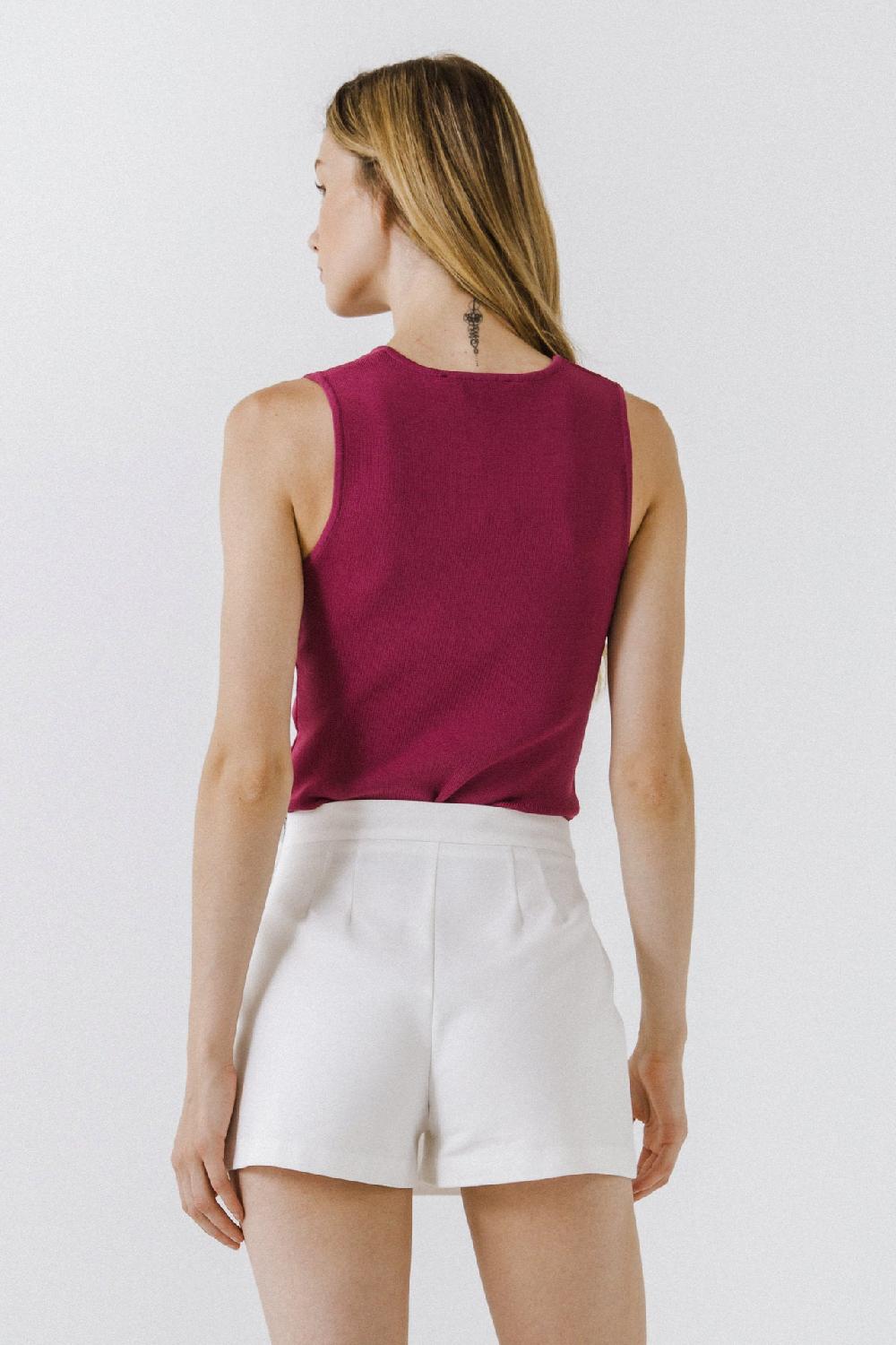 Endless Rose Sleeveless V-neck Top SAGE