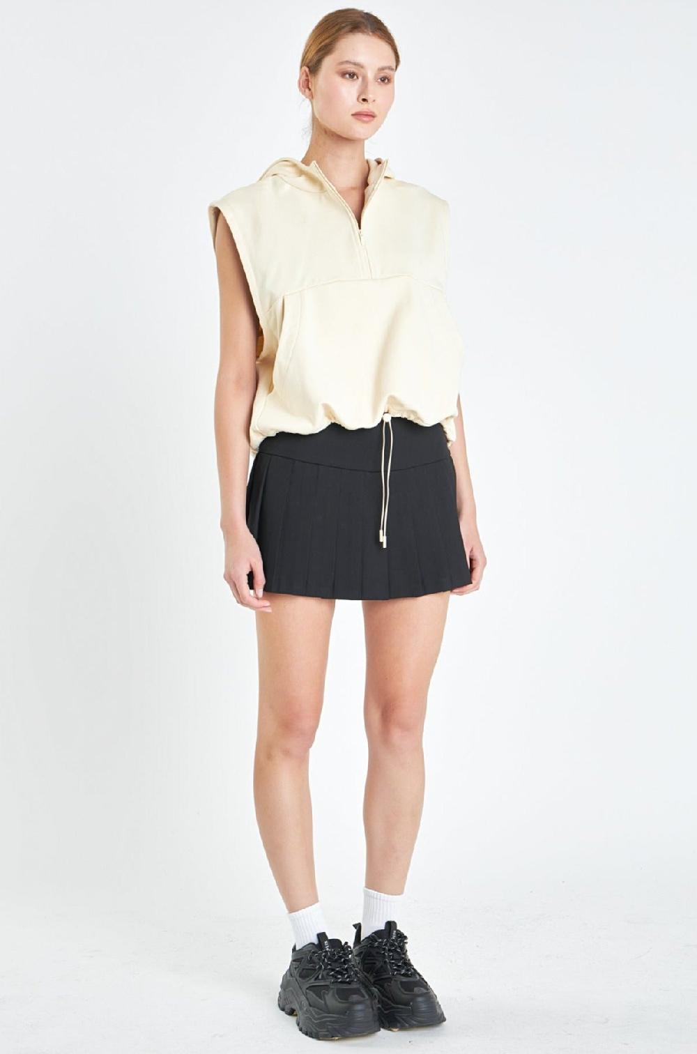 Endless Rose Sleeveless Zippered Hoodie CREAM