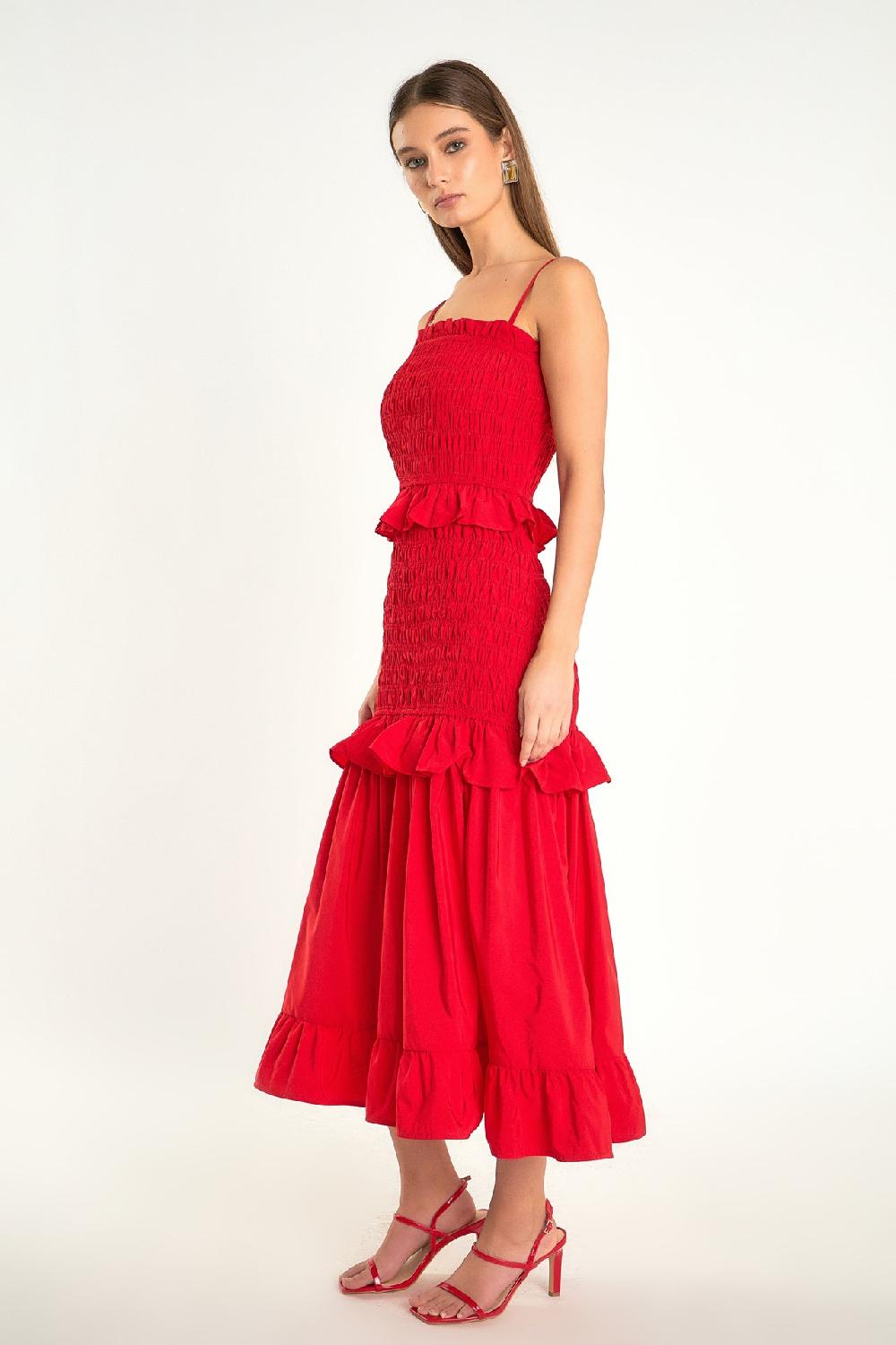 Endless Rose Smocked Maxi Dress RED