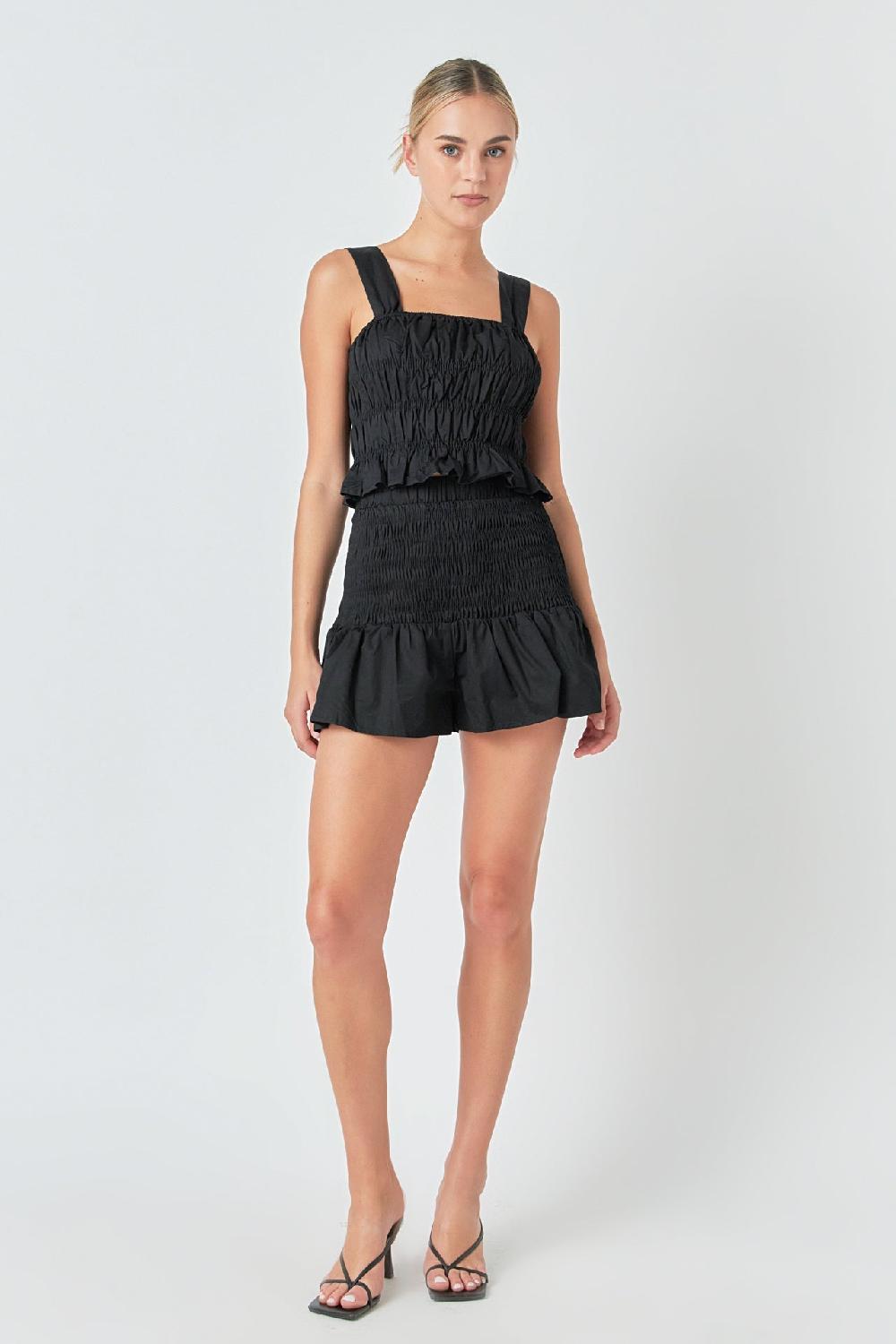 endless rose Smocked Shorts BLACK