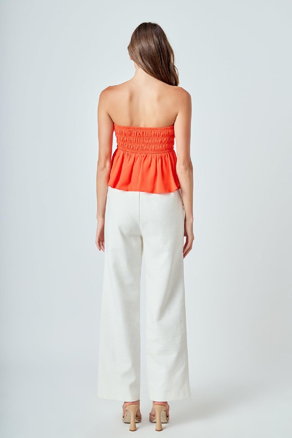 Endless Rose Smocked Strapless Top ORANGE