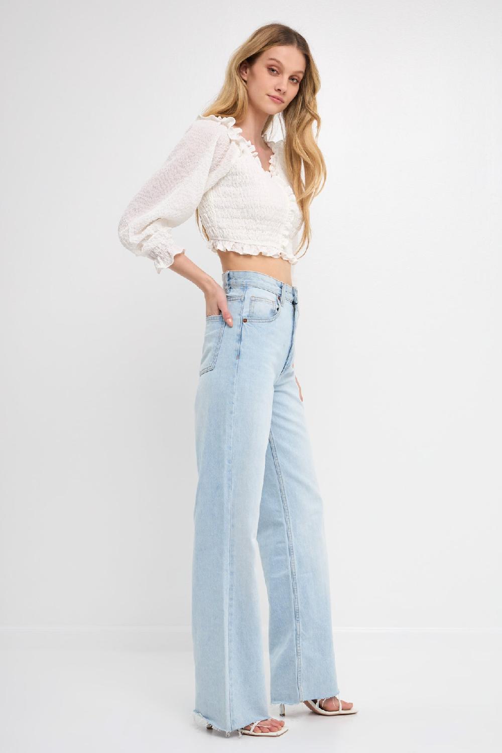 Endless Rose Smocked Top WHITE