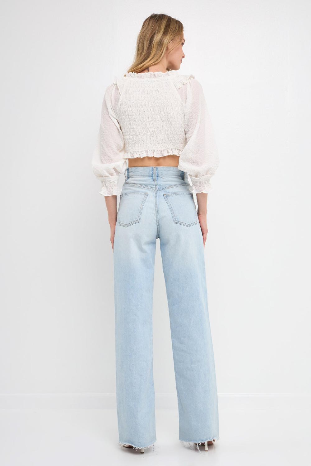 Endless Rose Smocked Top WHITE