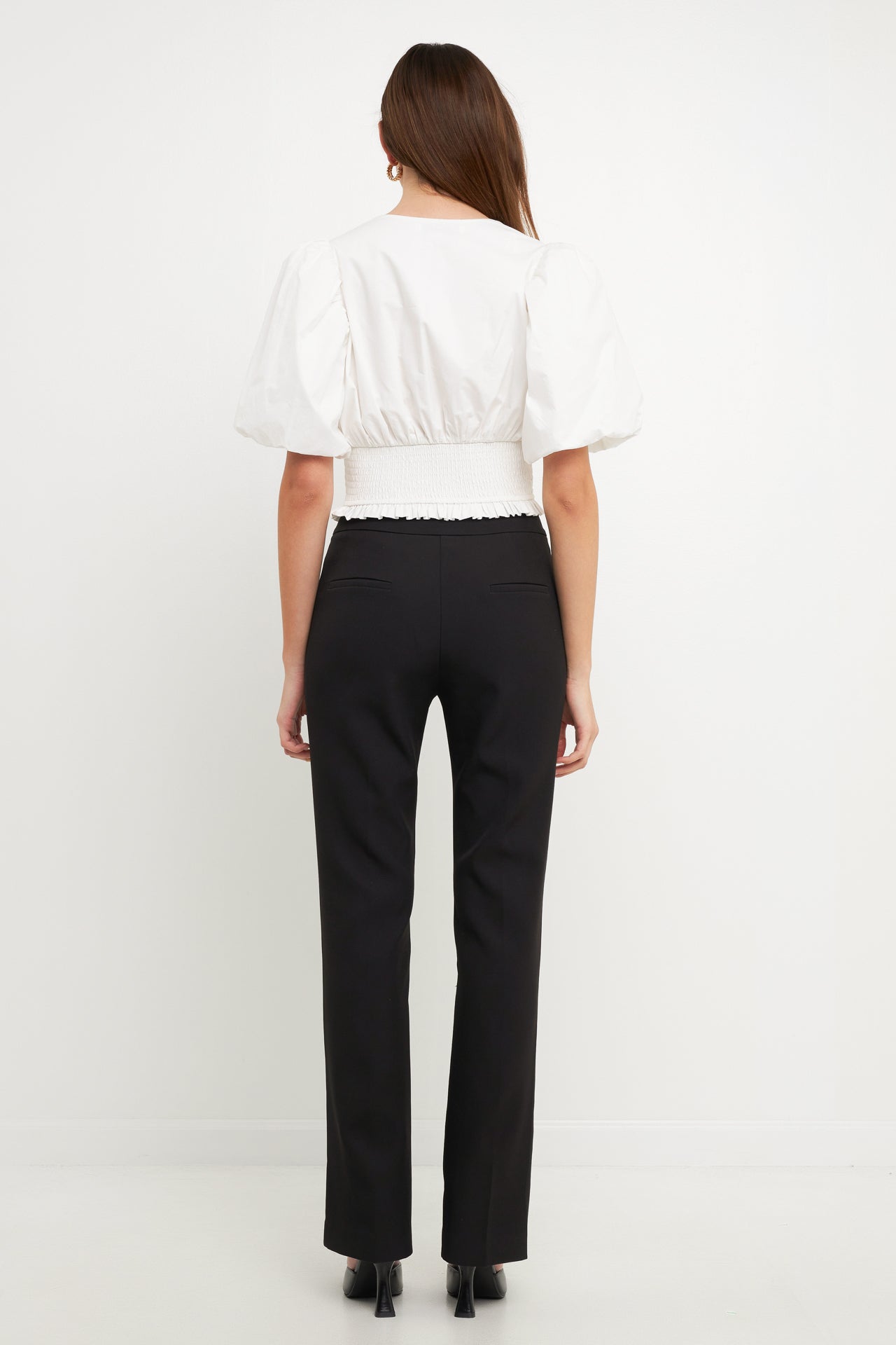 Endless Rose Smocked Waist Top WHITE