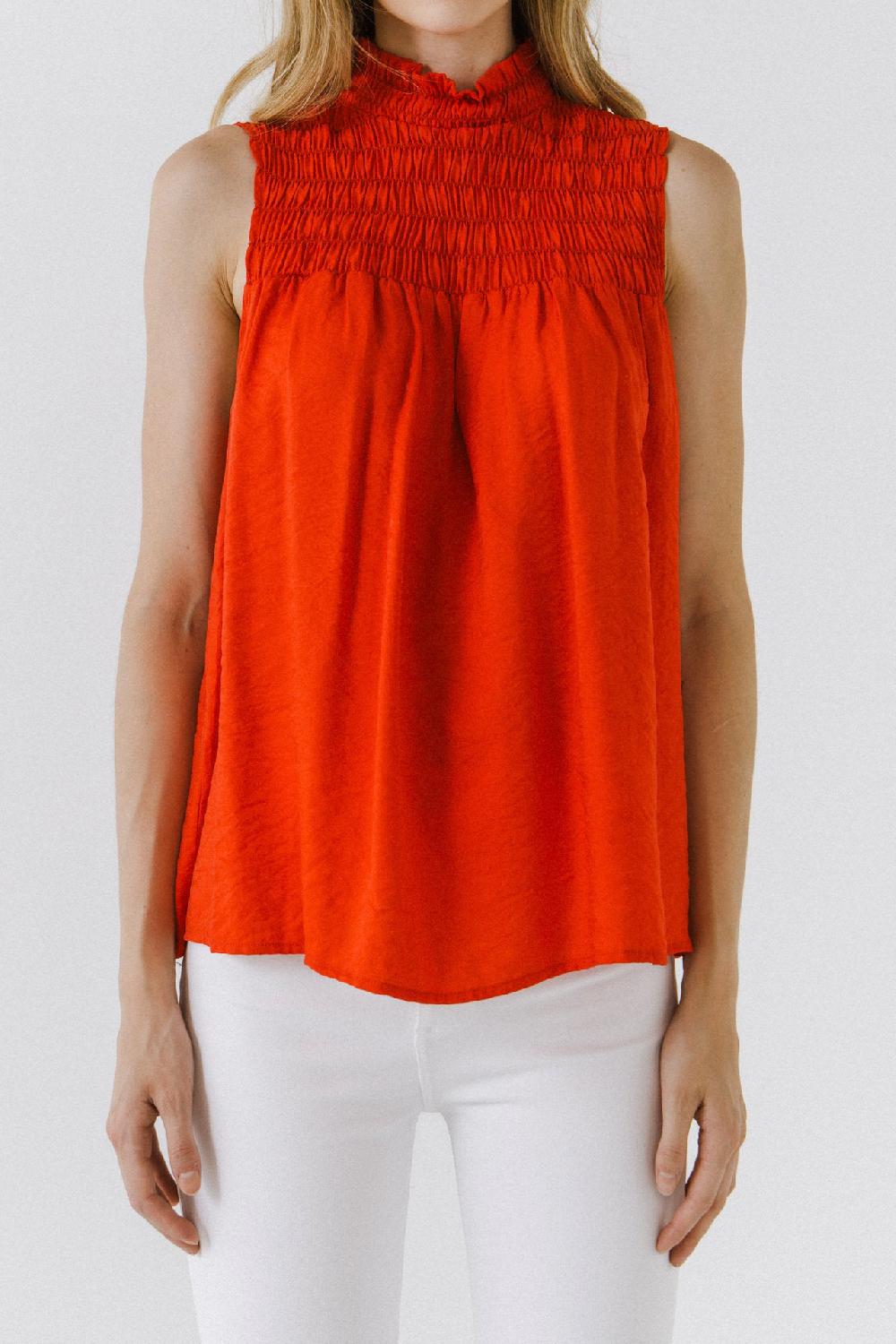 Endless Rose Smocked Yoke Halter Top RED