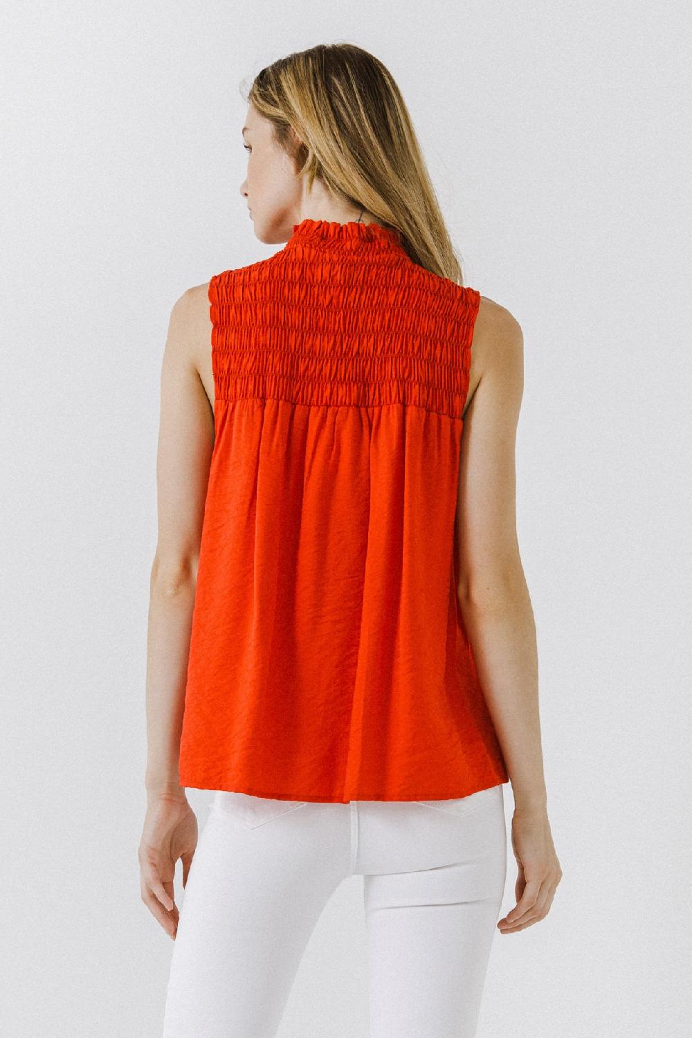 Endless Rose Smocked Yoke Halter Top RED