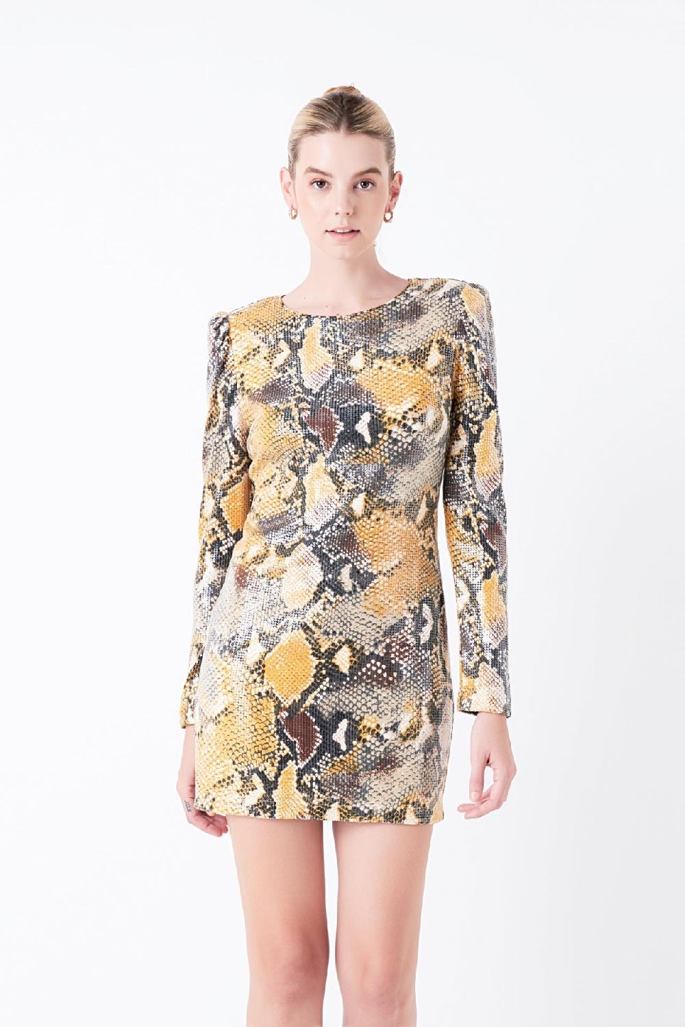 Endless Rose Snakeskin Sequin Mini Dress MULTI
