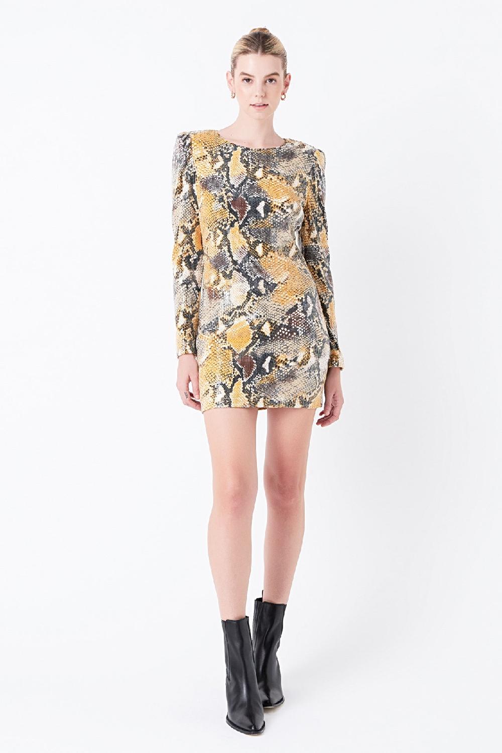 endless rose Snakeskin Sequin Mini Dress MULTI