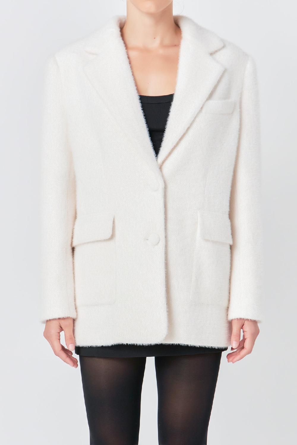 Endless Rose Soft Buttoned Blazer WHITE