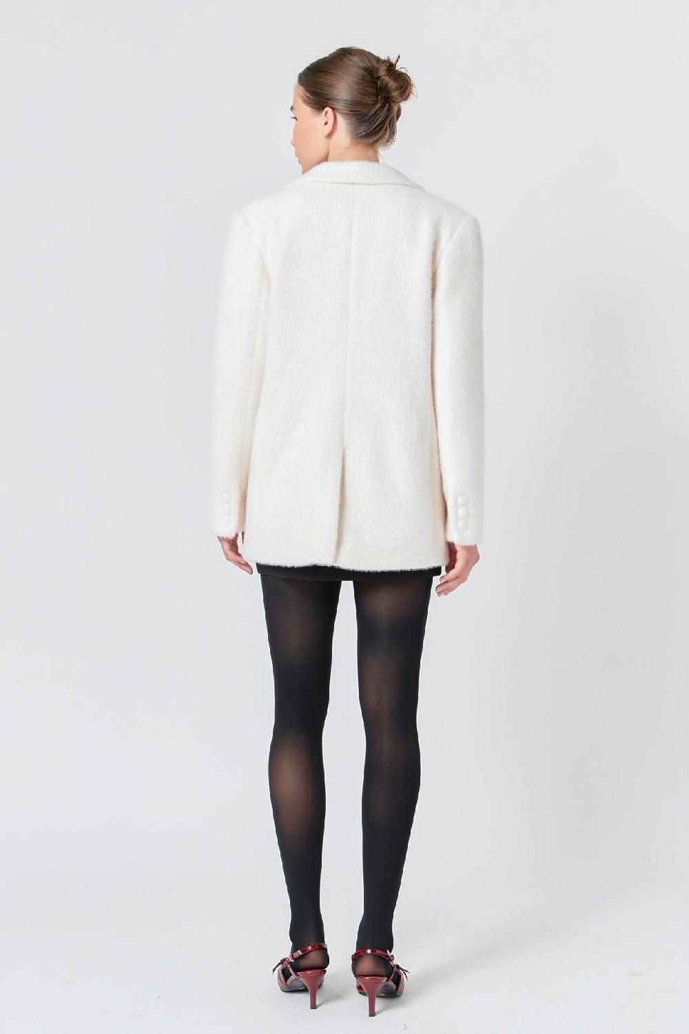 Endless Rose Soft Buttoned Blazer WHITE