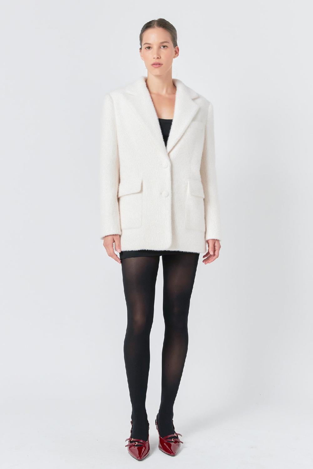 endless rose Soft Buttoned Blazer WHITE