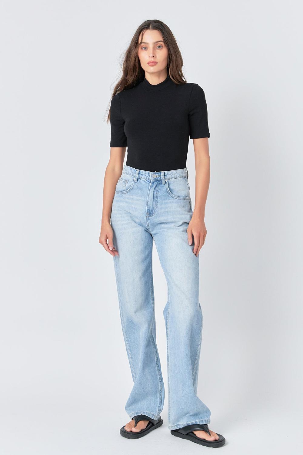 Endless Rose Soft Mock Neck Bodysuit BLACK