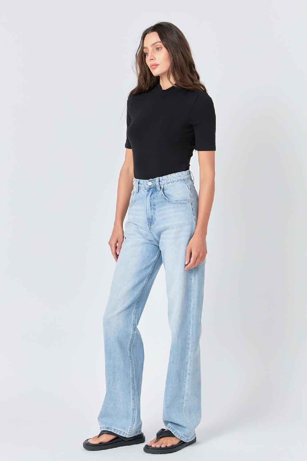 Endless Rose Soft Mock Neck Bodysuit BLACK