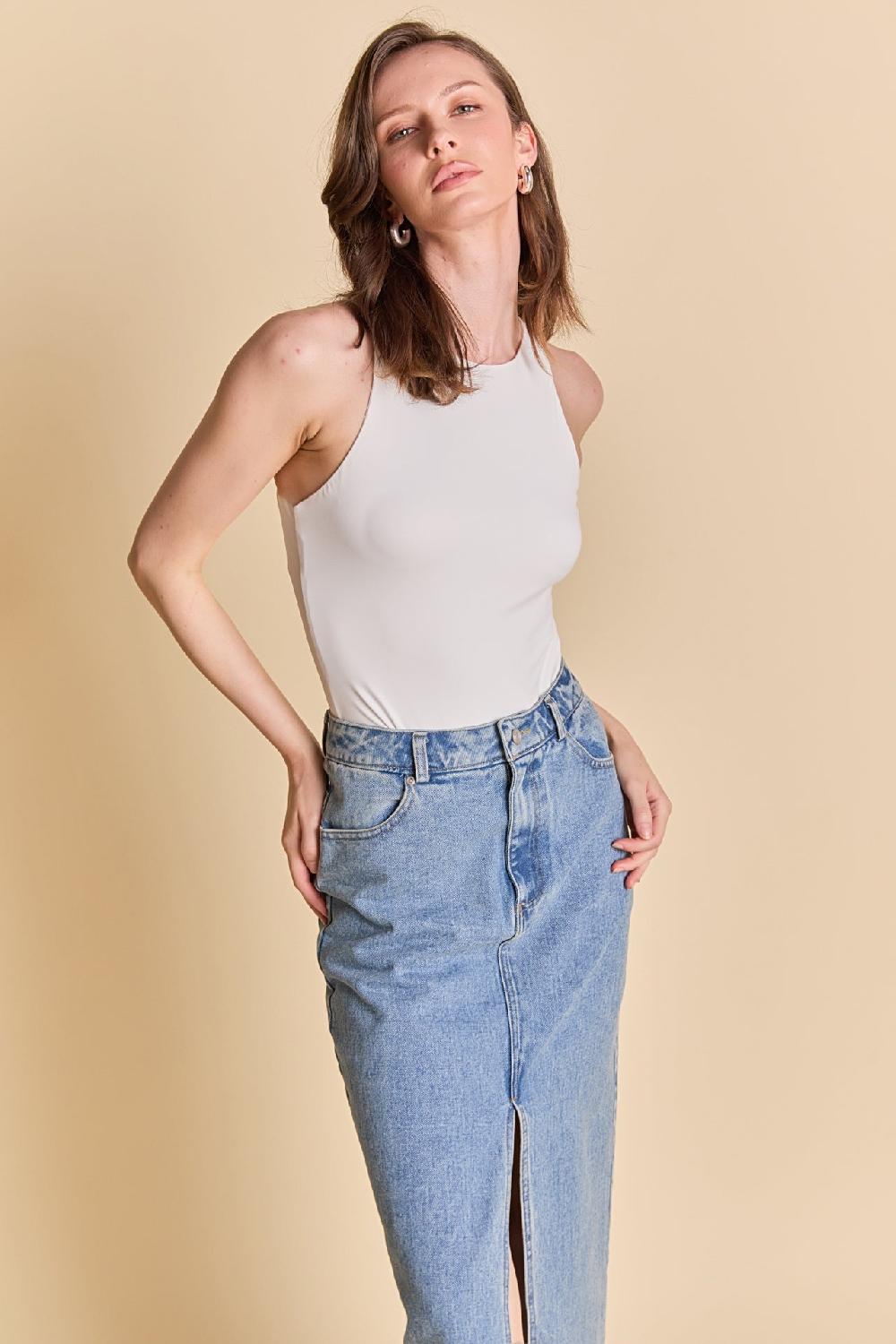 endless rose Solid Body Suit WHITE