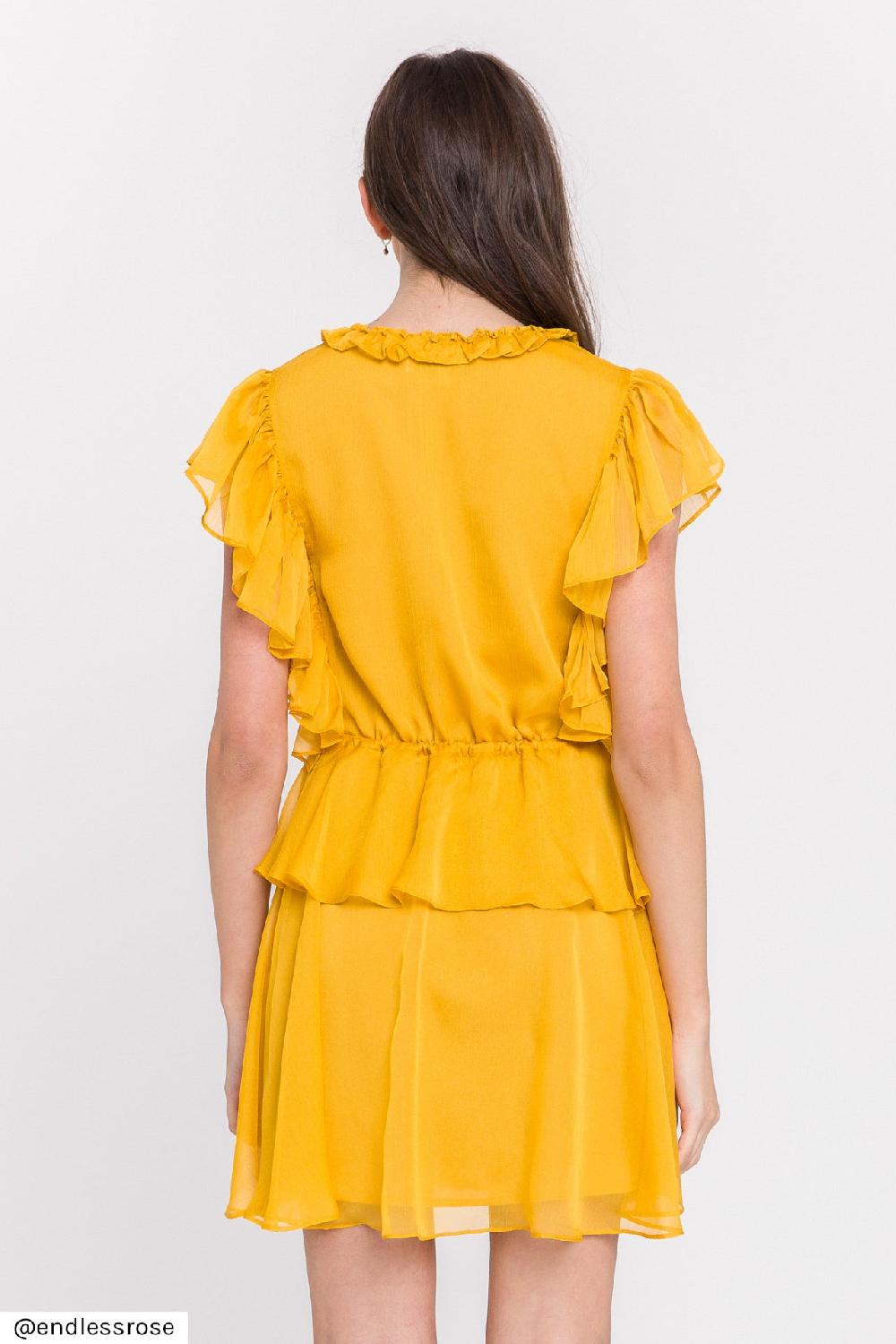 Endless Rose Solid Mini Dress YELLOW