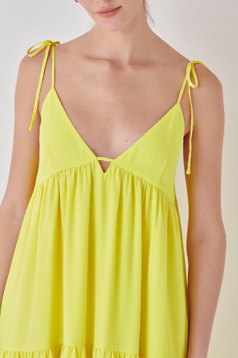 Endless Rose Spaghetti Tie Maxi Dress LIME