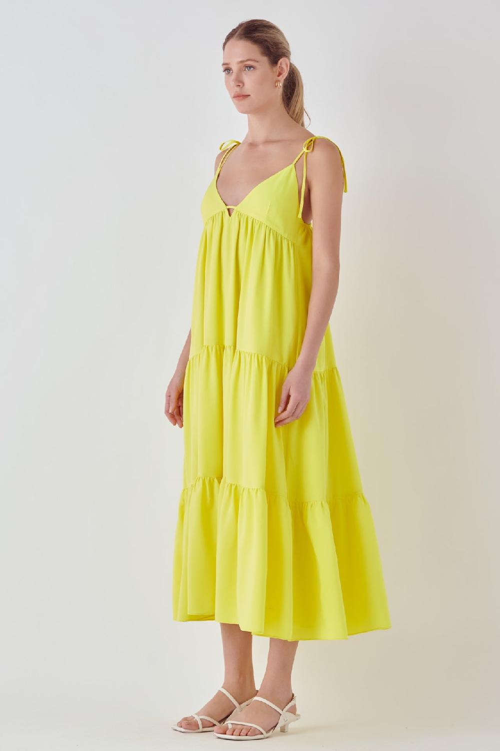 Endless Rose Spaghetti Tie Maxi Dress LIME