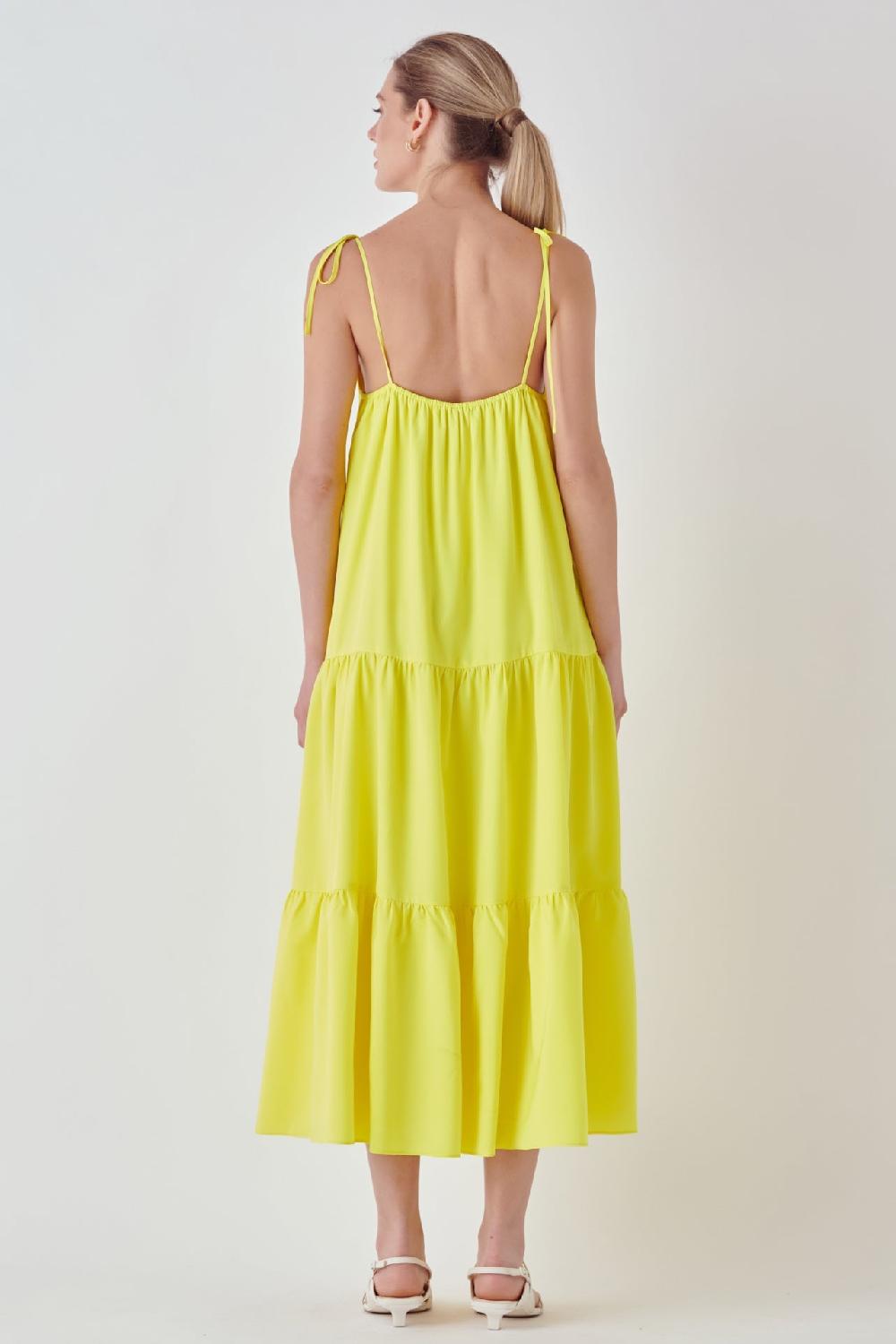 Endless Rose Spaghetti Tie Maxi Dress LIME