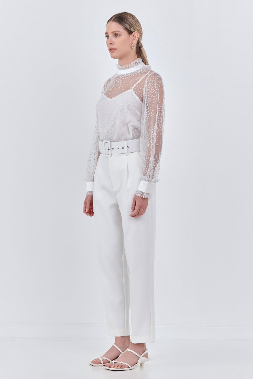 Endless Rose Speckled Mesh Blouse WHITE