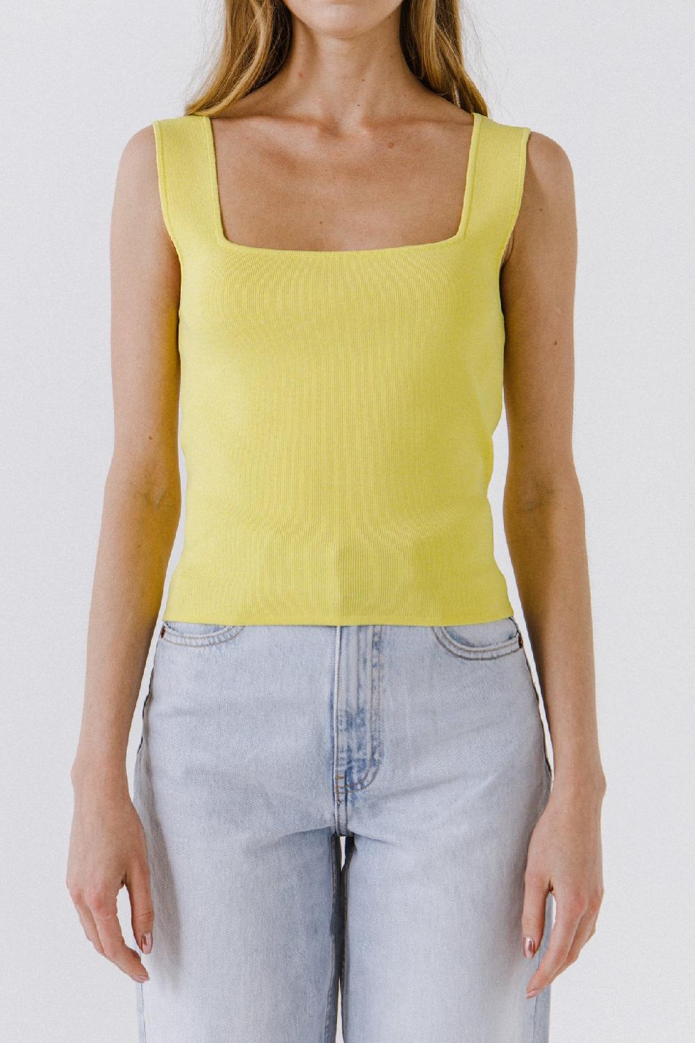 Endless Rose Square Neck Knit Tank LIME