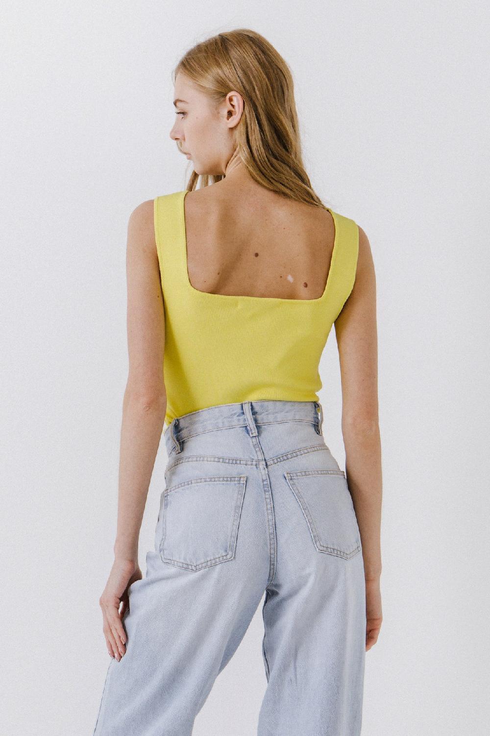 Endless Rose Square Neck Knit Tank LIME