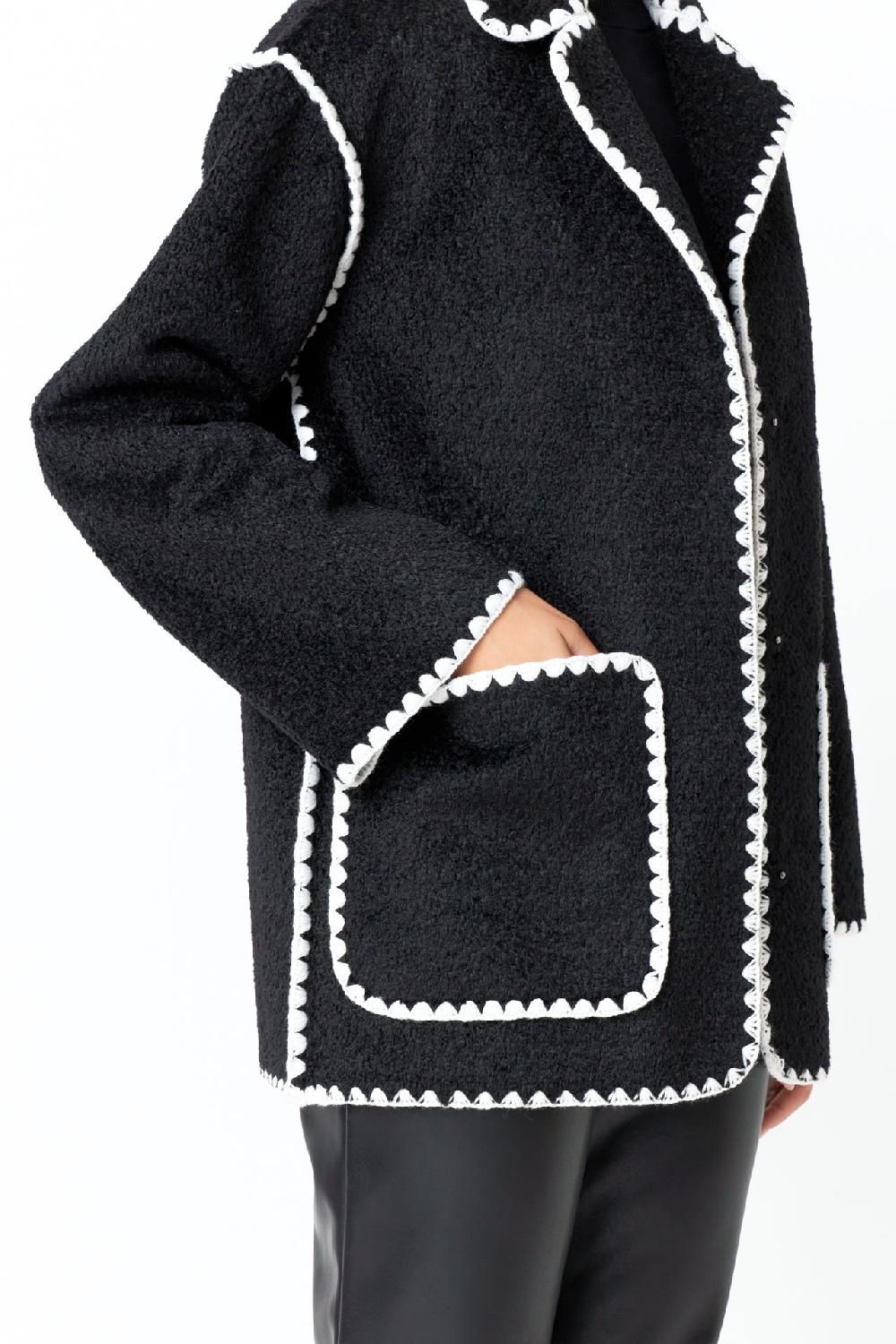 Endless Rose Stitched Throw Cardigan BLACK