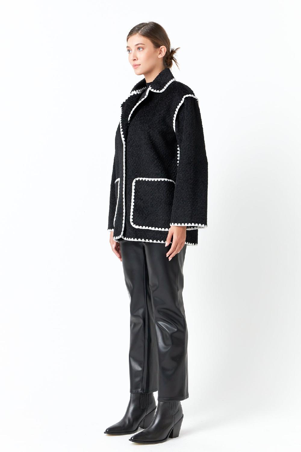 Endless Rose Stitched Throw Cardigan BLACK