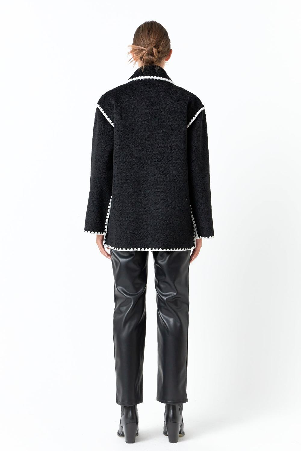 Endless Rose Stitched Throw Cardigan BLACK