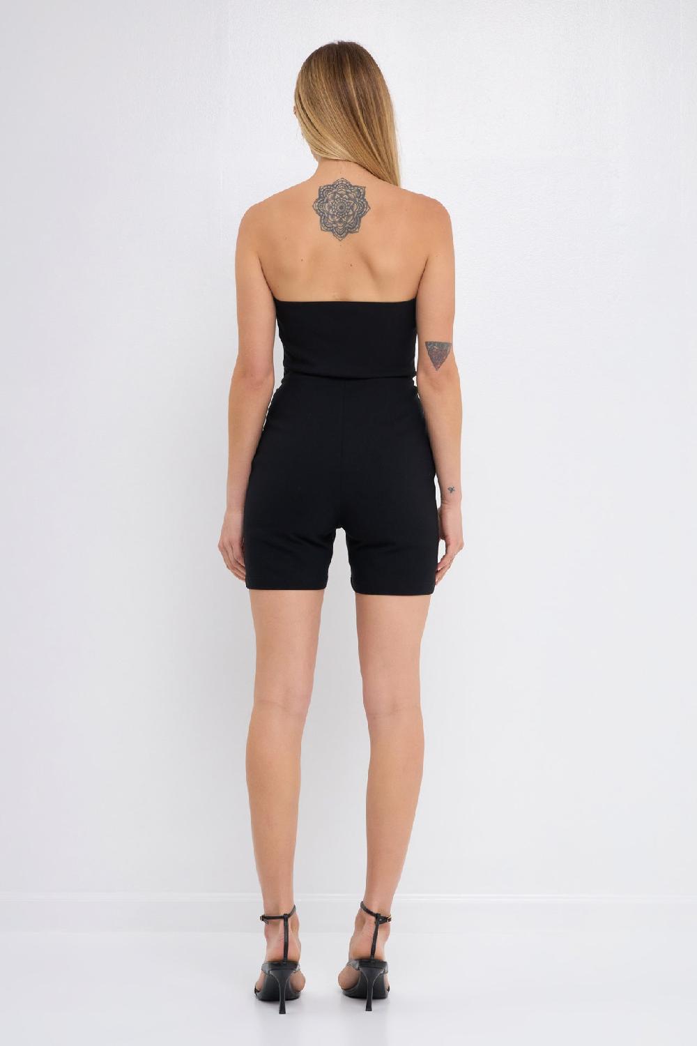 Endless Rose Strapless Bustier Romper BLACK