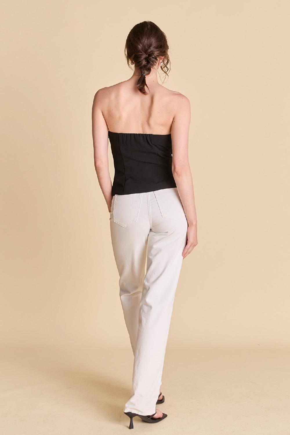 Endless Rose Strapless Bustier Top With Bow BLACK