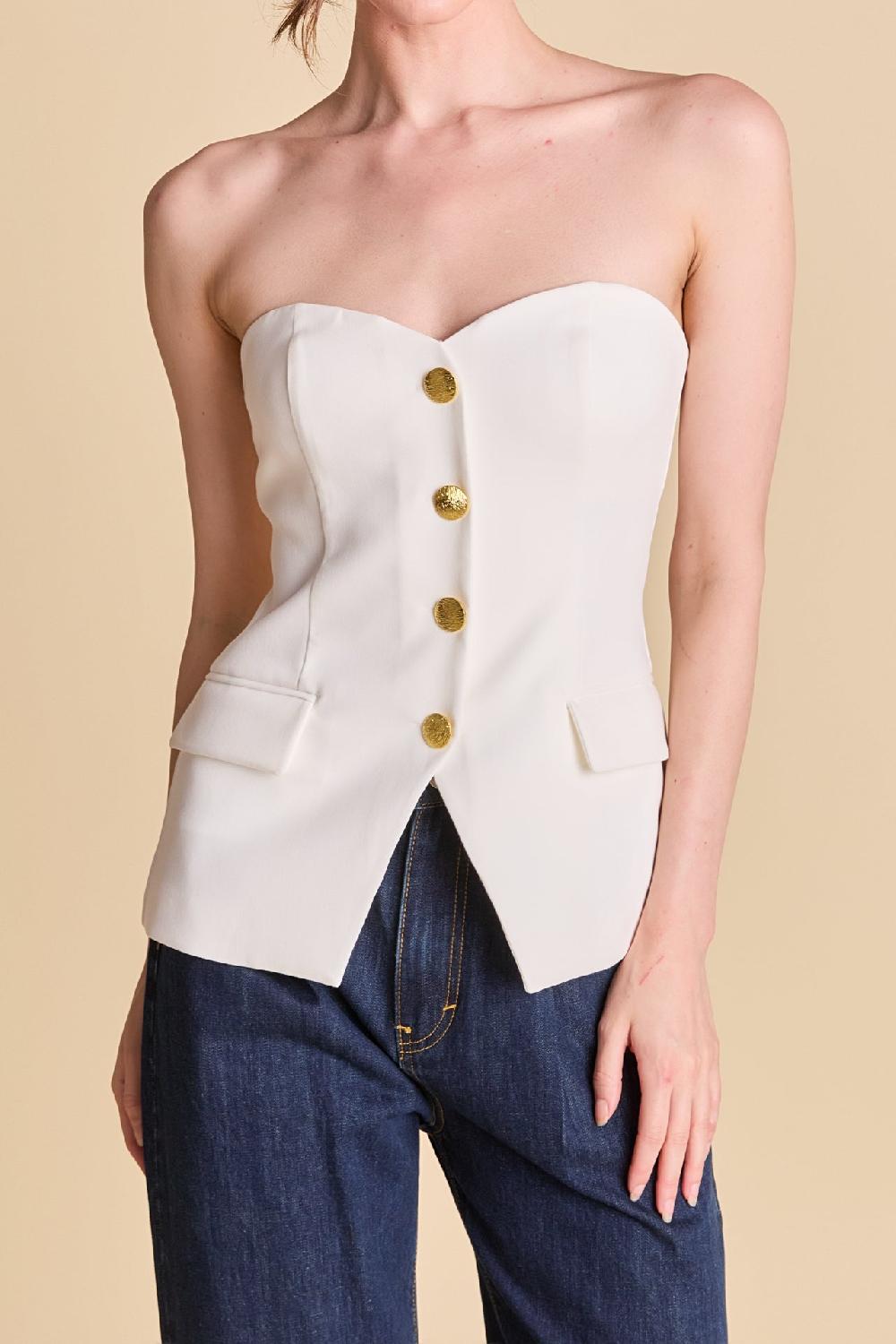 Endless Rose Strapless Buttoned Top IVORY