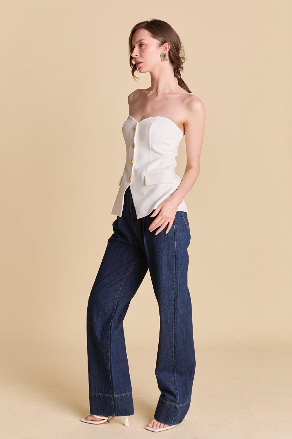 Endless Rose Strapless Buttoned Top IVORY