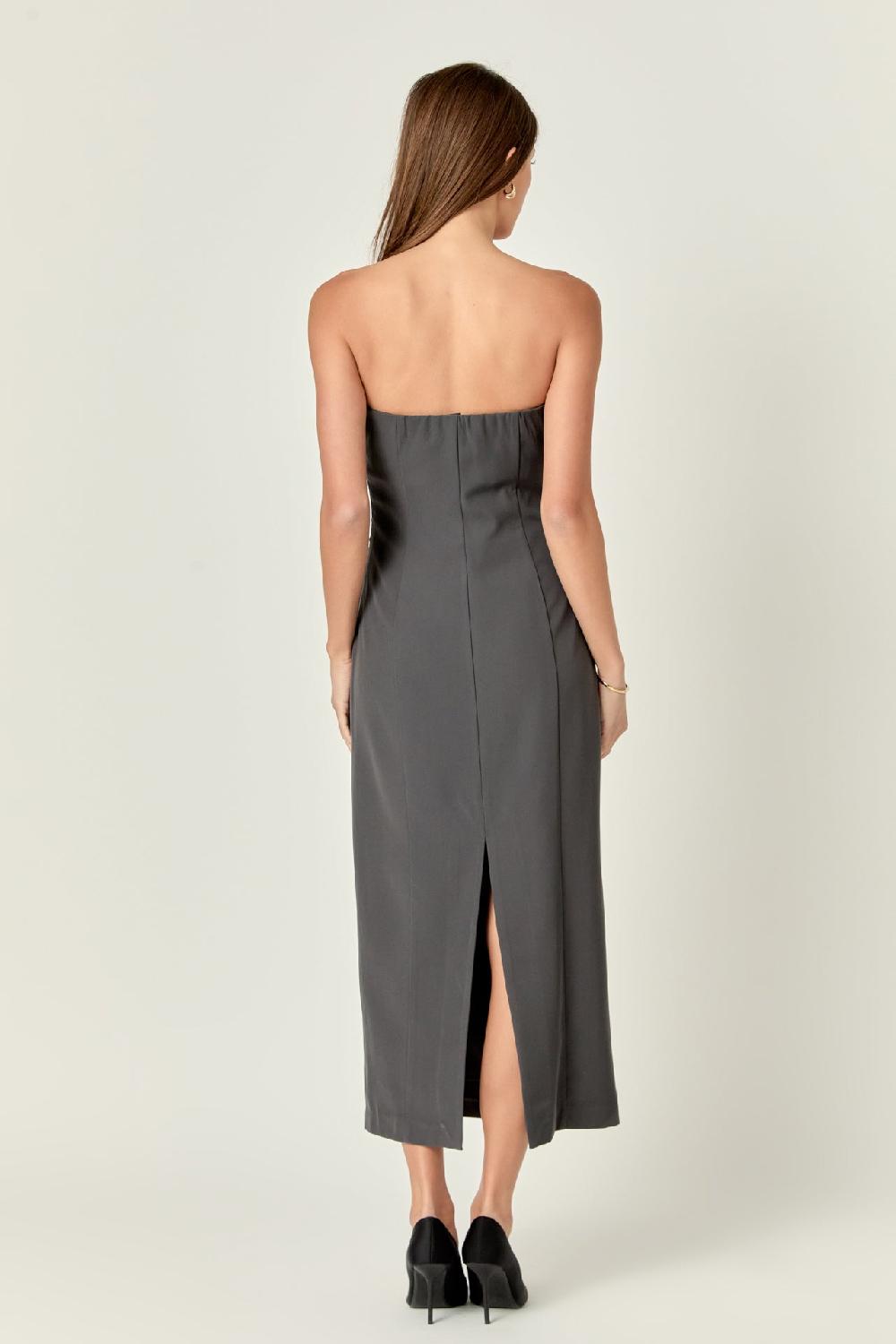 Endless Rose Strapless Column Maxi Dress CHARCOAL