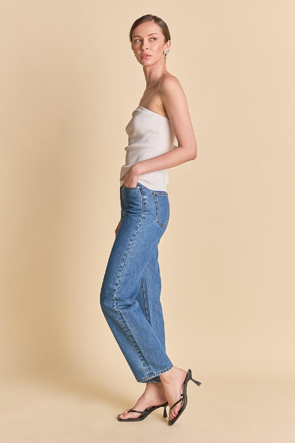 Endless Rose Strapless Knit Top WHITE