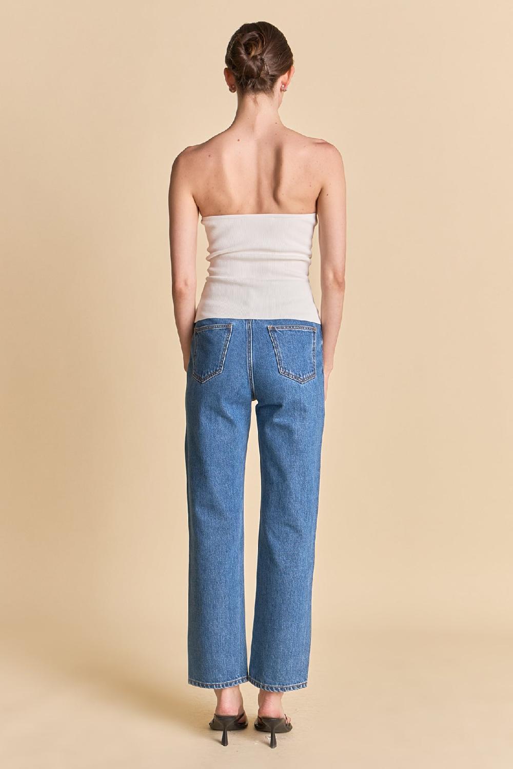 Endless Rose Strapless Knit Top WHITE