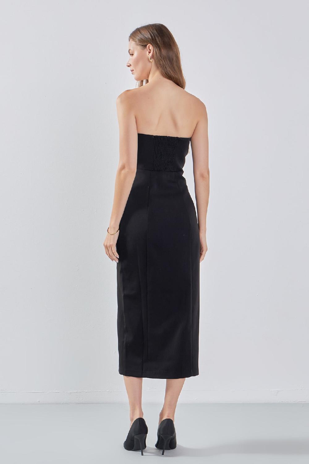 Endless Rose Strapless Midi Dress BLACK