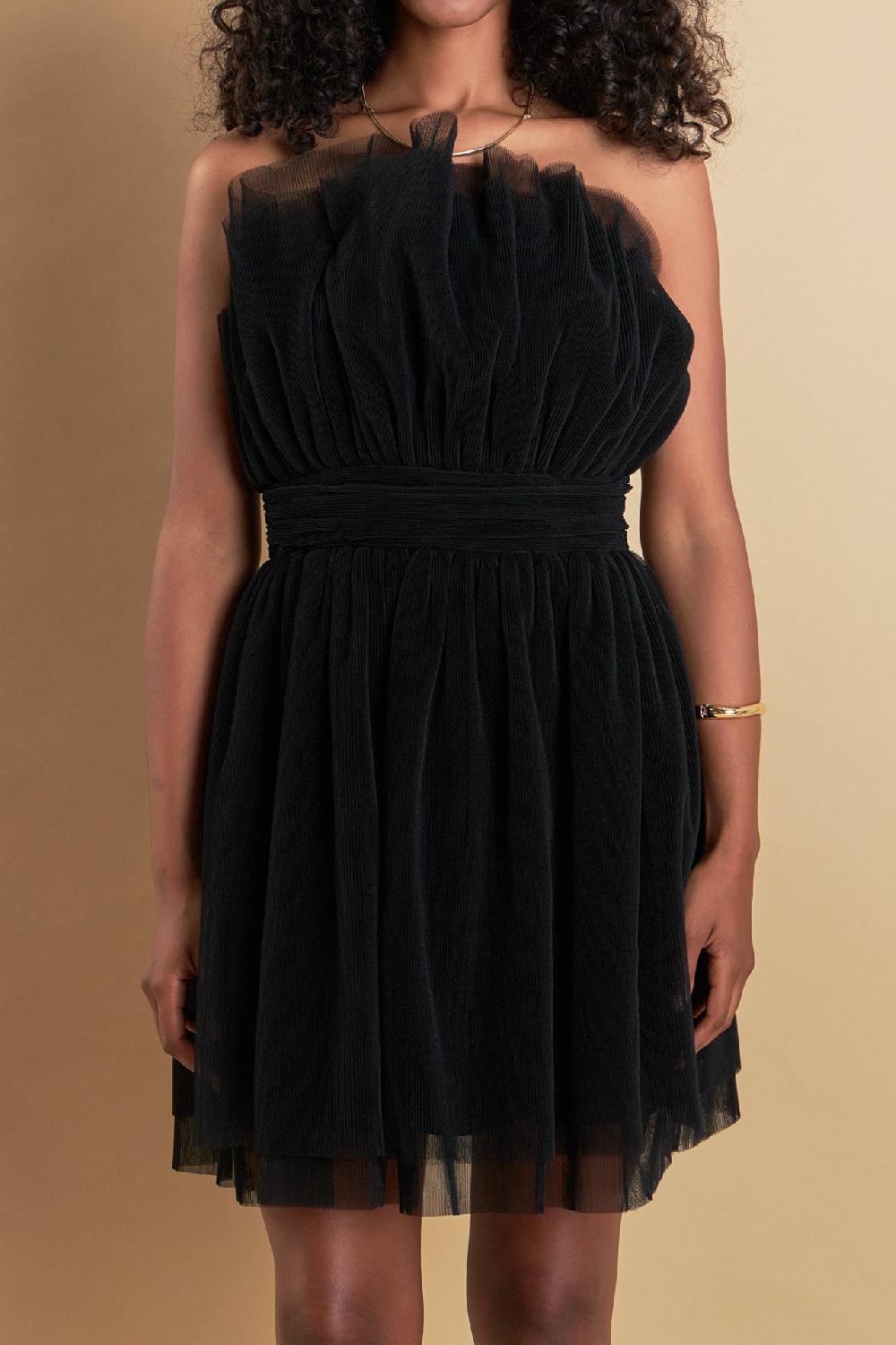 Endless Rose Strapless Mini Tulle Dress BLACK