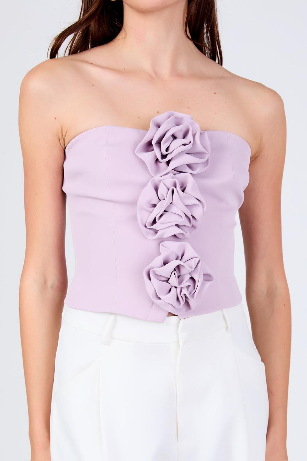 Endless Rose Strapless Rose Top LAVENDER