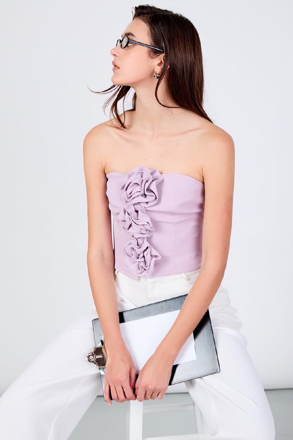 endless rose Strapless Rose Top LAVENDER