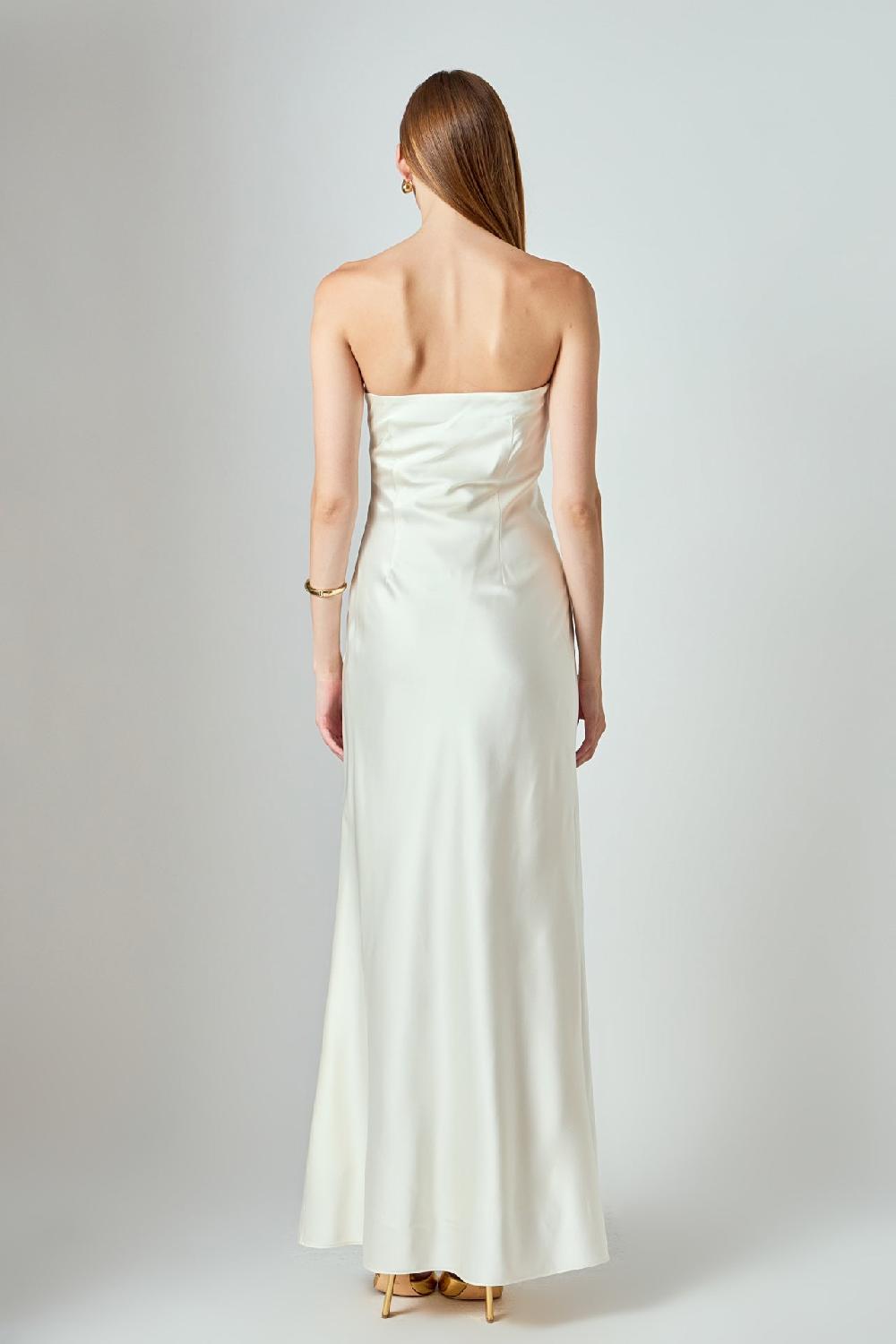 Endless Rose Strapless Satin Maxi Dress IVORY