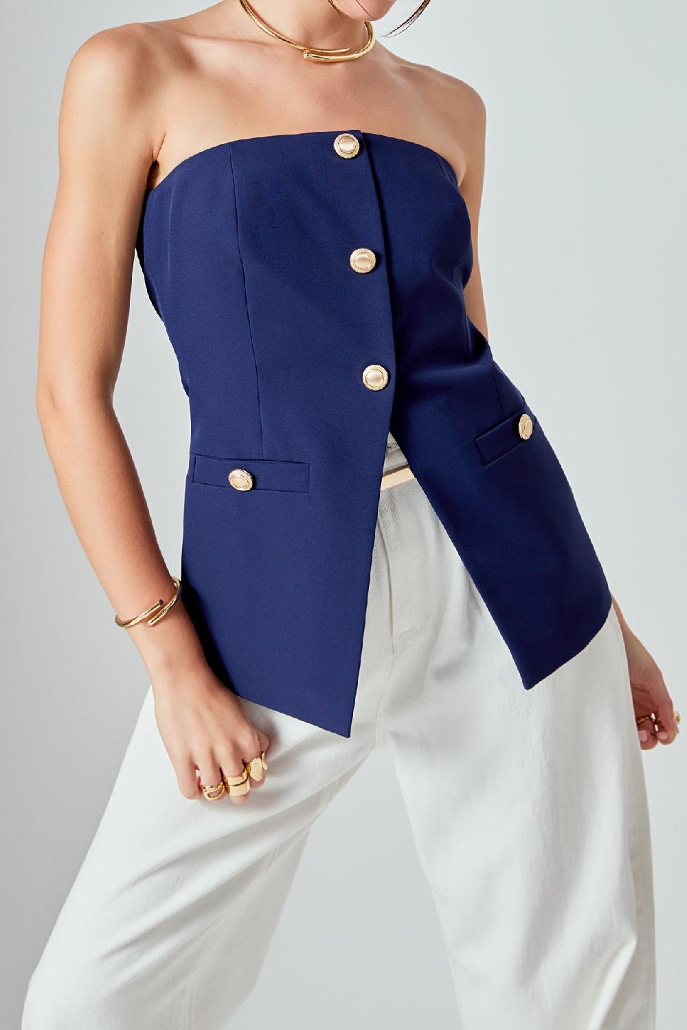 Endless Rose Strapless Suit Long Top NAVY