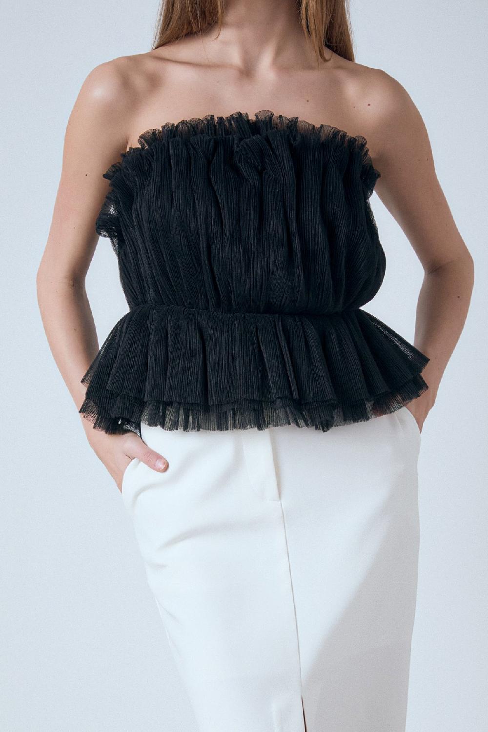 Endless Rose Strapless Tulle Peplum Top LILAC