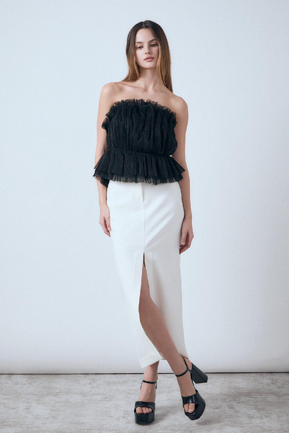 Endless Rose Strapless Tulle Peplum Top LILAC