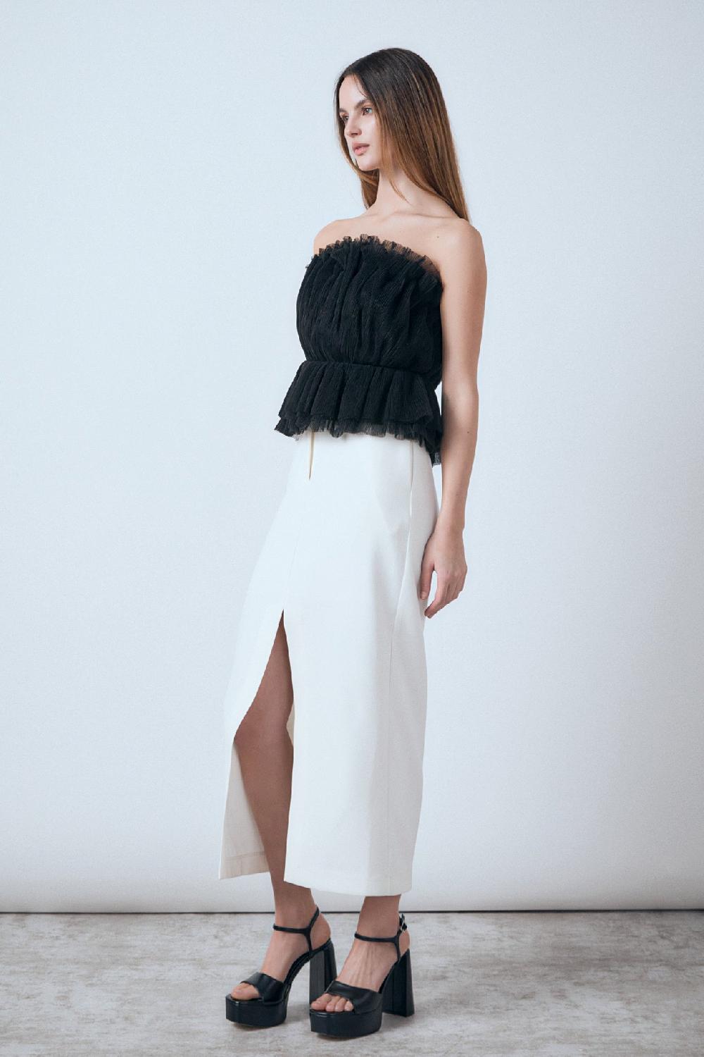 Endless Rose Strapless Tulle Peplum Top LILAC