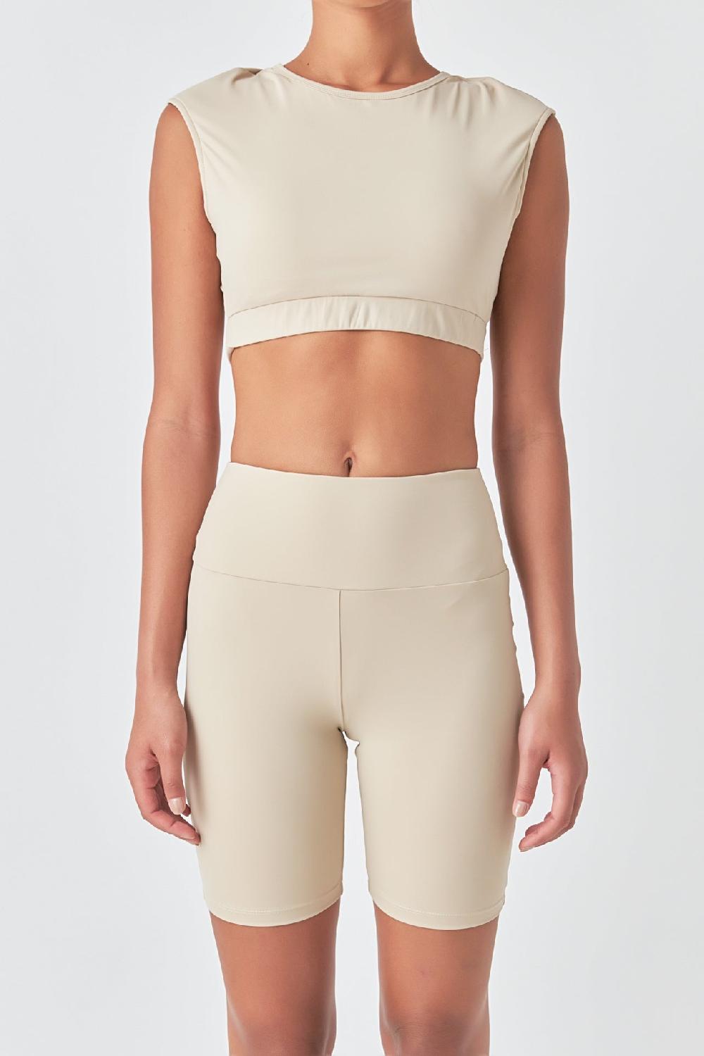 Endless Rose Strappy Back Crop Top KHAKI