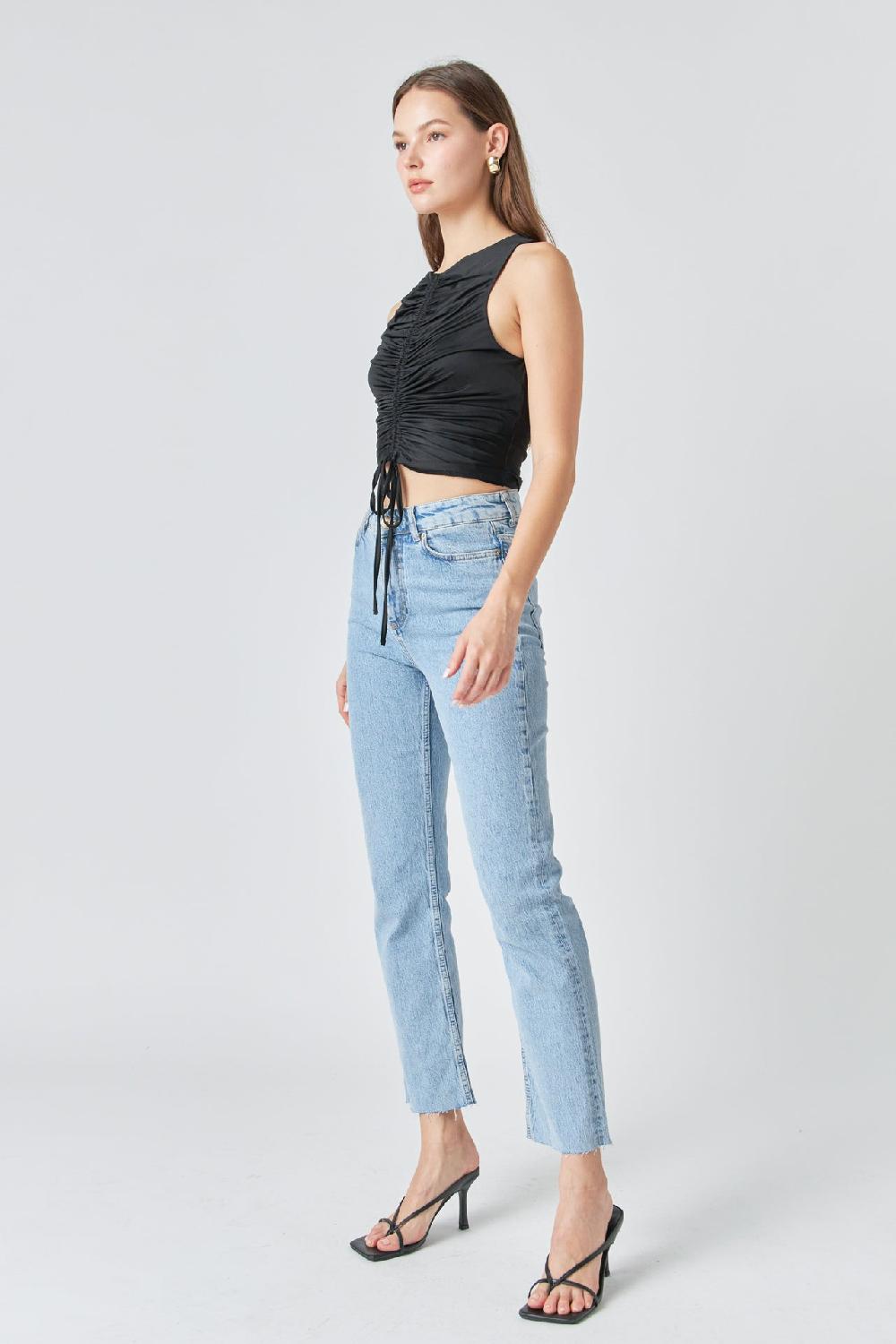 Endless Rose Stretch Ruched Tank Top BLACK